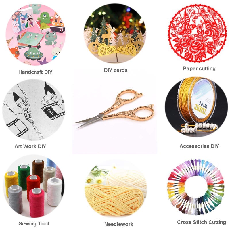 BIHRTC Vintage European Style Scissors Stainless Steel for Cross Stitch Cutting Embroidery Sewing Handcraft Craft Art Work DIY Tool(Rose Gold) - Image 4